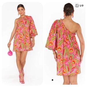 NWOT Show Me Your MuMu Mini Dress XS balloon sleeves pink floral (bin HH63)